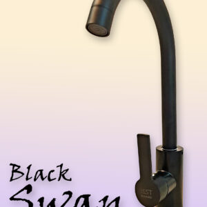 Swan jednoručna crna baterija za sudoperu sa dve cevi.
