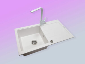 Granitna sudopera G Stone KM21 bela + Elegance Bela Slavina