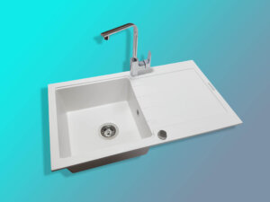 Granitna sudopera G Stone KM21 bela + Elegance Hrom Slavina