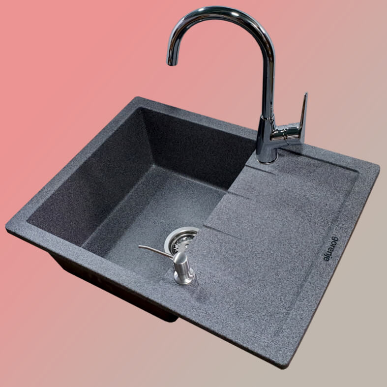 Granitna sudopera G Stone KM45 granit + Minotti Hrom Slavina + Ugradni Dozer