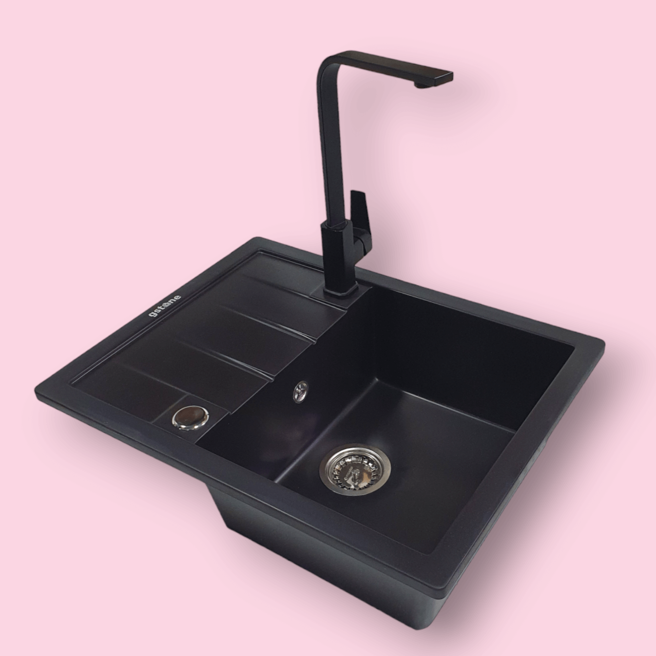 Set sudopera sa slavinom i sifonom G Stone KM 45 karbon + Elegance Black slavina